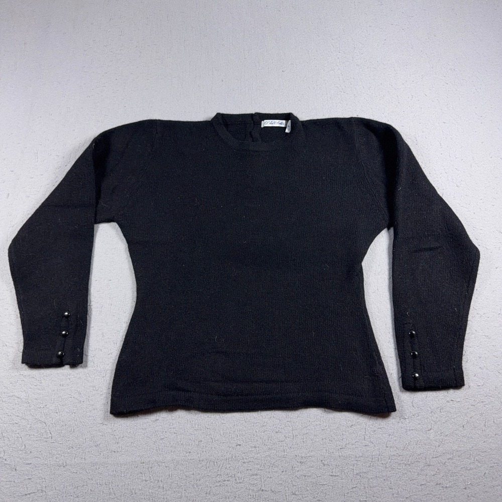Vintage Robin Sinkler Sweater Women S Black Lambswool Angora Minimalist 90s‎